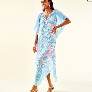 EUC Lilly Pulitzer Kassandra Caftan in Hot Tamale